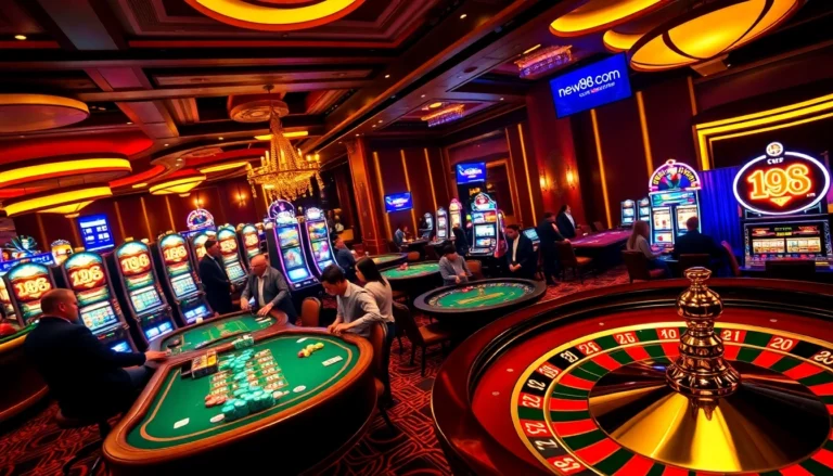 Experience the thrill of winning at the casino with new88 com, featuring vibrant tables, exciting games, and colorful chips.