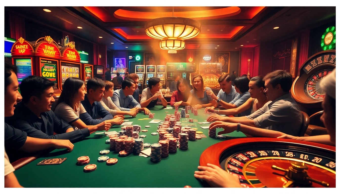 Experience the thrill of winning at a casino with 'ku win' at a vibrant poker table, showcasing action-packed gameplay and colorful chips.