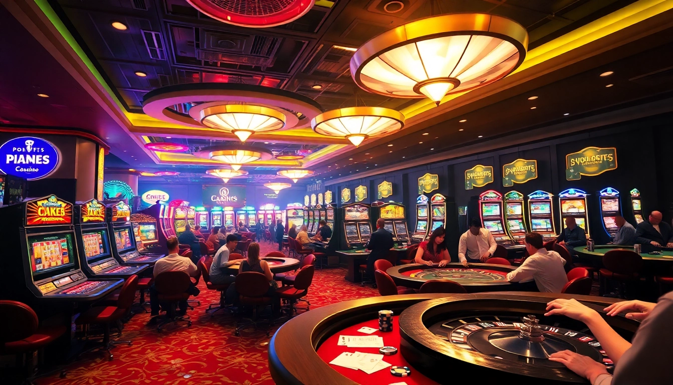Experience the thrill of every roll at 1gom casinos, where players engage with poker chips and vibrant slot machines.