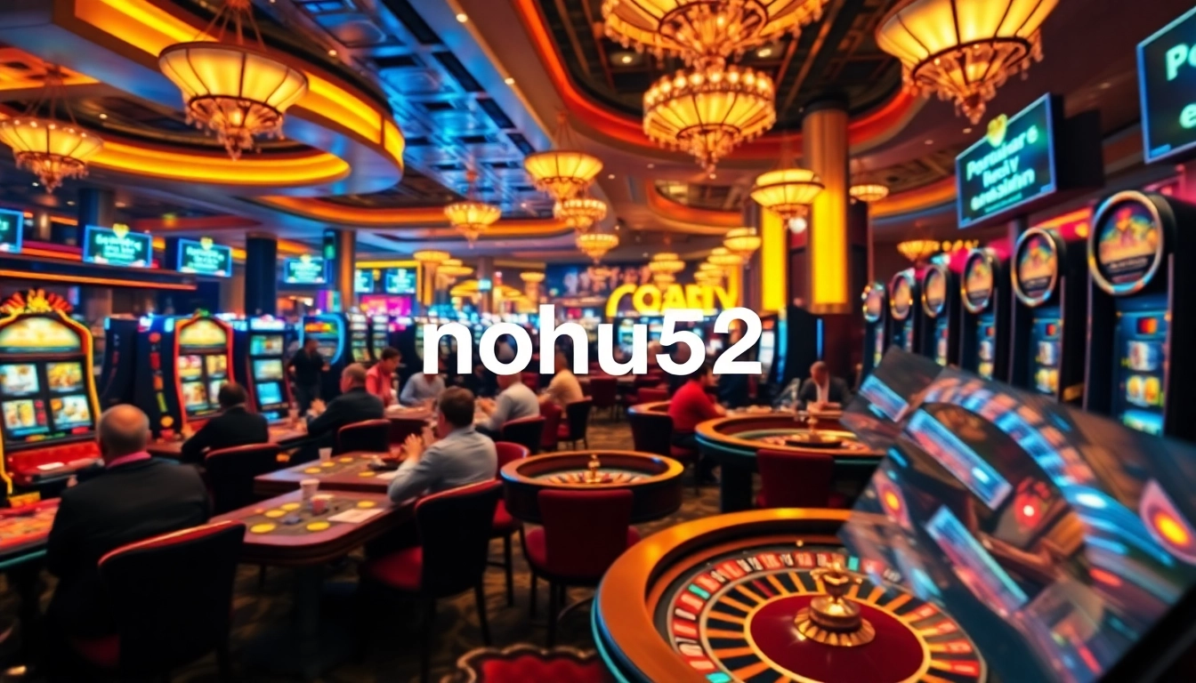 Experience the thrill of nohu52 in this vibrant casino scene showcasing engaging gambling activities.