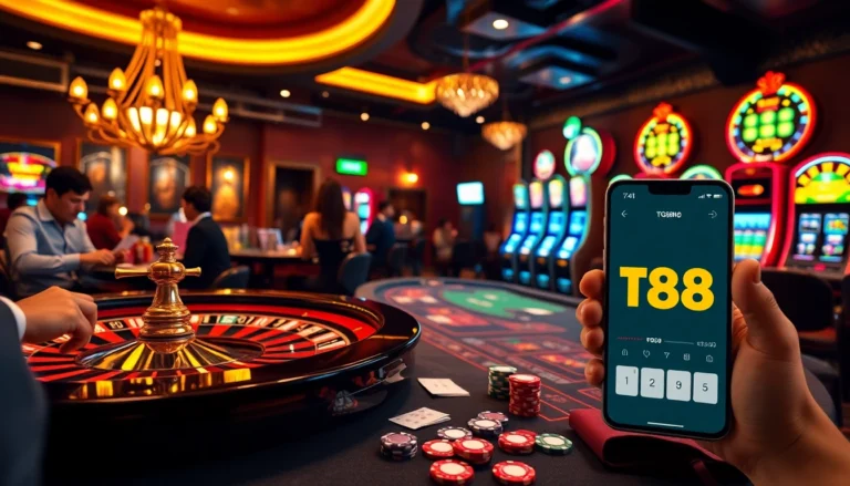Experience the thrill of TG88 đăng nhập while engaging in exciting casino games with poker chips and a vibrant roulette wheel.